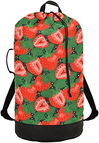 Strawberry Feliz Dia de Ação de Graças Mochila Mochila para Lavanderia Pesada com alças de ombro Handles Travel Bolsa