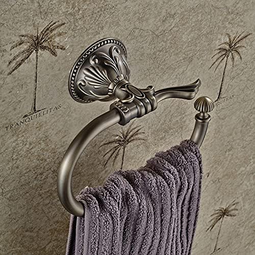 WODMB Towel Rack Antigo Bronze Escritado Acessórios de banheiro redondos Base de latão Banheiro Conjuntos de hardware de