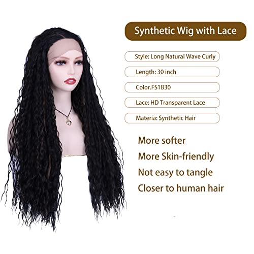 YouWin Water Water Wave Synthetic Lace Front Wigs para Mulheres Negras Touch Sofro Marrom Pequenas Cabelos Curly Cabelo Perucas de Fibra Resistente ao Calor Peruca
