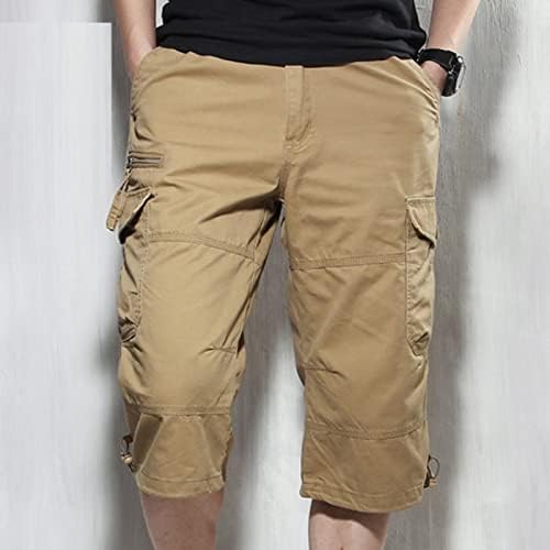 Shorts de carga de 3/4 longos masculinos soltos abaixo do ajuste abaixo do joelho Capri Capri Short Relaxed Fit calças curtas com bolsos múltiplos