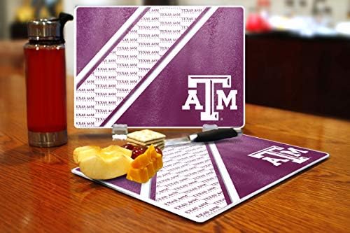 NCAA Texas A&M Aggies Placa de corte de vidro temperada com suporte de exibição