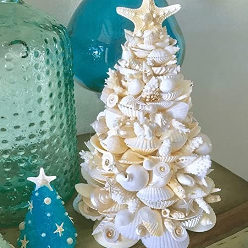Árvores de Natal, mar branco e decoração de árvore de Natal costeira de coral com luz de cordas flash, 2022 A mais recente árvore