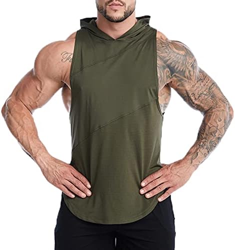 Tanque de tanques musculares com capuz de fitness masculino de Dudubaby