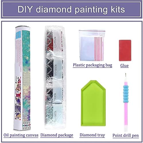 Kits de pintura de diamante de pavão branco para adultos/crianças, perfuração arredondada com acessórios de pintura de diamante