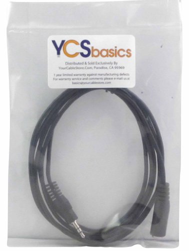 YCS Basics de 6 pés 3,5 mm fone de ouvido/extensão auxiliar AUX Male/fêmea