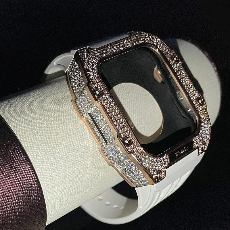 Kit de modificação do relógio Aemall, kit de cinta de relógio de luxo para Apple Watch 8 Ultra 45mm Luxury Strap Titanium Case para iwatch 7 8 45mm Modificação de atualização