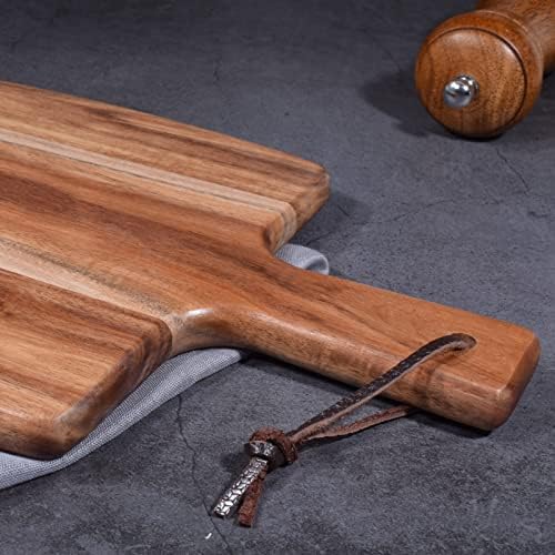 Glnwue Acacia Wood Rutting Board com alça, tábuas de charcutaria de madeira de tamanho pequeno para pão de carne que serve queijo de frutas, pranchas de charcutaria decorativas para cozinha