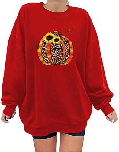 Selta de moletom de tripulação feminina Sweatshirt de grandes dimensões de leopardo casual