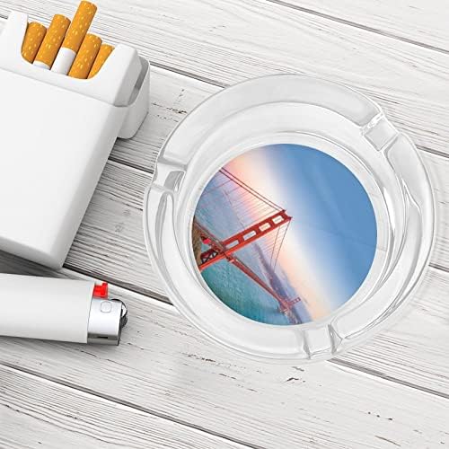 Famous Golden Gate Bridge Bridge Glass Ashtrays for Cigaretes Windroof Trash pode ser impressa bandejas de cinzas por pátio de escritório em casa Uso