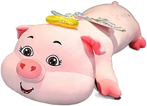JrenBox Plush Toys Pig Cute Angel Playing Pig Plelight Plush Pillow Doll Men e Women Birthday Gift Cor: Rosa, Tamanho: