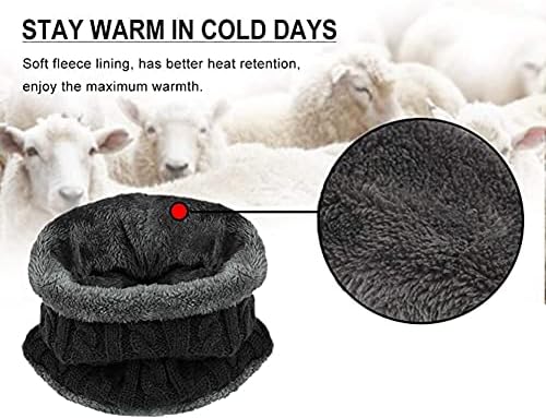 Winter Warm malha chapéu de gorro de pescoço lenço mais quente 2 PCs com forro de lã de camada dupla para homens mulheres