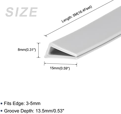 Metallixity Edge acaba 1pcs, canal de silicone se encaixa na tira de vedação de borda de 3 a 5 mm - para janela de portas de casa, cinza