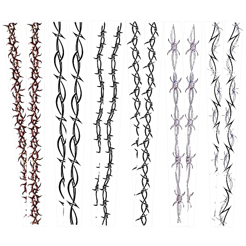 Tatuagens de arame barb temporário e variedade de arame de farpado grande tatuagem de arame de 12 folhas braçadeiras de