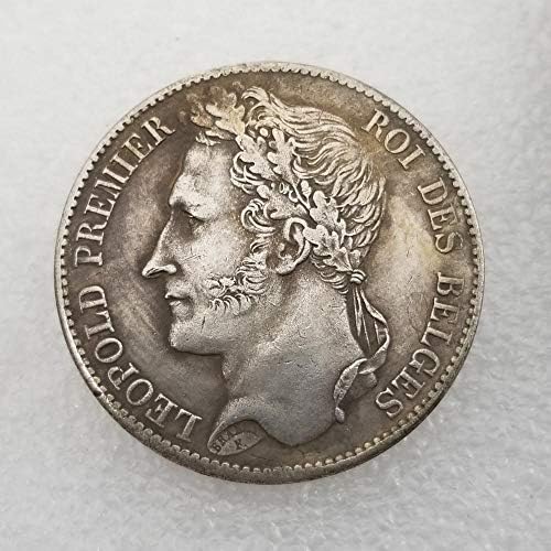 Artesanato Bélgica 1844 5Francs Brass Silver banhado para fazer moeda comemorativa de moedas antigas moedas comemorativas