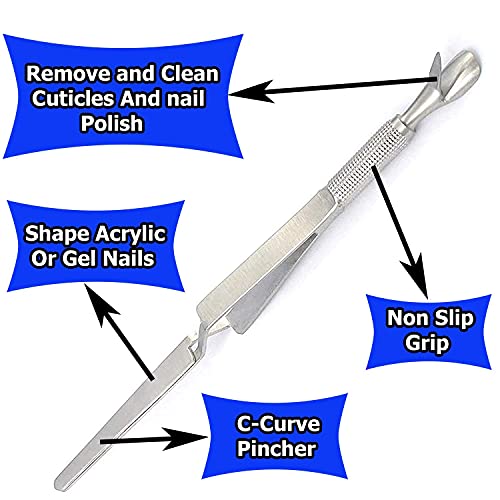G.S 2 peças Ferramenta de beliscão de unhas Cuticle Pusher Aço inoxidável formação de unhas Tweezers Multifunction Nail Art Pincher para manicure