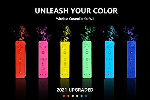 Controlador Yosikr Wii 4, controlador remoto Wii com caixa de silicone e pulseira compatível com Wii/Wii U Console - Branco+Black+Blue+Red
