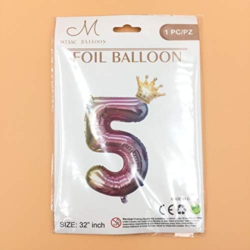 Balão número 5, balões decorativos de festa infantil, balões de alumínio da coroa digital