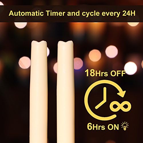 Dugeu Led Taper Timer 9 '' Candelas de candelabra sem chamas, para a mesa de casamento de decoração de férias, marfim, pacote de 2,