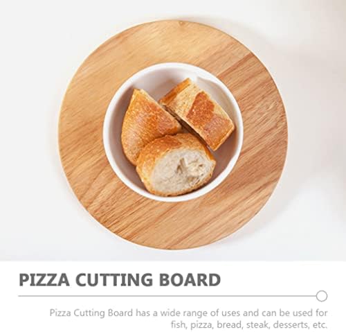 Hemoton redondo charcutaria placa de corte de madeira redonda tábua de pizza 6 grooves grooves queijo pizza charcuterie board