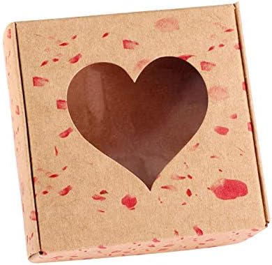Konsait 20 Pack Heart Candy Boxes, Mini Kraft Paper Presentes de embalagem