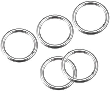 Metallixity 304 Aço inoxidável o anéis 5pcs, anel redondo soldado - para objetos pendurados