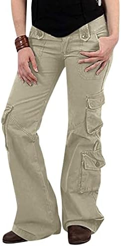 Zlovhe Plus Size Cargo Pants para mulheres, calças de carga folgada feminina com bolsos de calça de pernas largas de pernas largas calças longas de calças