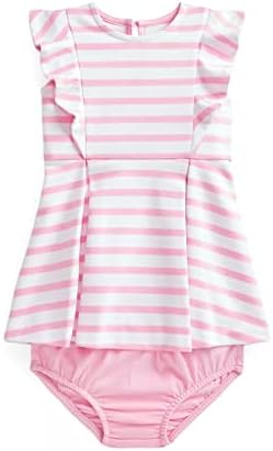 Polo ralph lauren meninas listradas vestido de pontas e bloomer 2 peças