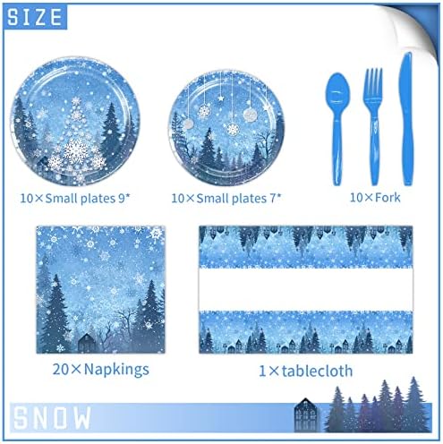 Dragzws Winter Snowflake Paper Placas Sobessert Conjunto, Crianças Frozen Birthday Party Supplies Placas Decorações
