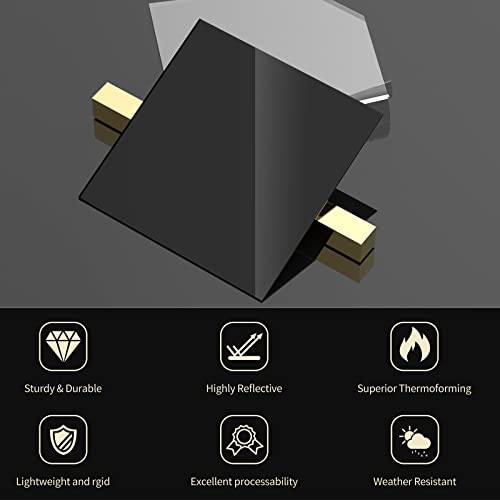 AOMUWKE 10PCS Folha de acrílico preto Plexiglass de lançamento 11.8x11.8x1/8 polegadas, Folha de plexiglasse de 3 mm de espessura Folha de plástico preto para exibição de bricolage, projetos de artesanato, estrutura de fotos, sinais, laser