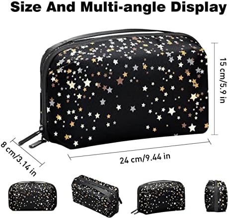Bolsa de maquiagem preta de estrelas do Galaxy para bolsa portátil de viagens portáteis para saco de beleza de higiene