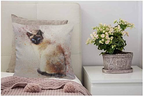 Wozukia Cat Trow Pillow Capa Siamese Animal Art Pet abstrato pintando aquarela pintando travesseiro quadrado marrom preto