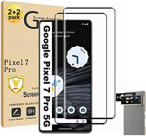 2 pacote para o Google Pixel 7 Protector de tela Pro 【2+2 pacote】 com 2 protetor de lente de câmeras de vidro temperado de 2 pacote,