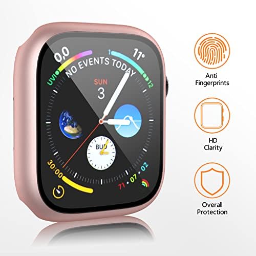 Mugust 3 Pack Case for Apple Watch Screen Protector 38mm Série 3, PC rígido Tampa de proteção completa com vidro temperado