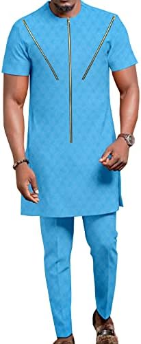 Roupas de tracksuit Africano Dashiki Tops e calças de 2 peças de 2 peças de traje de aveia de tamanho grande camisas
