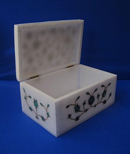 Craftslook Jewelry Box Pietra Dura Inclay Arts White Alabaster Stone Handicraft and Gifts (Tamanho: 6