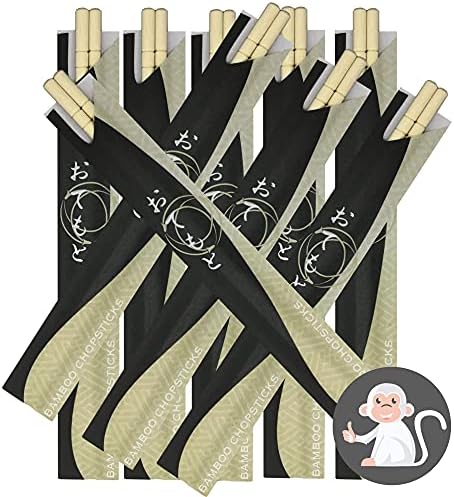 Sacos de galão de silicone reutilizáveis ​​de macaco albino - 100 pares de pauzinhos de bambu descartáveis ​​de qualidade