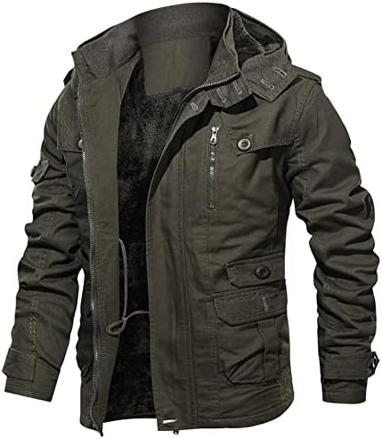 Jaqueta de inverno Zdfer para homens, zíper para colarinho com capuz de moletom com capuz de cor sólida cor de manga longa casual