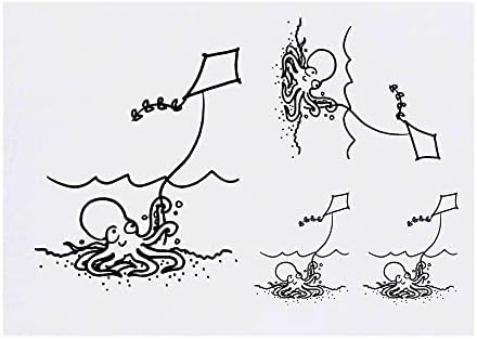 Azeeda 4 x 'Octopus voando Kite' Tattoos temporários