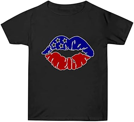 Camisas femininas com camisa do Dia da Independência Camisetas Graphic T para mulheres Top Crewneck Casual Womens Tops curtos
