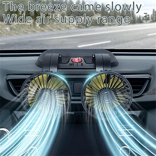 Ventilador de cabeça dupla do carro Tomura, 360 ° Fã de veículo a motor sem escova de cabeça dupla, 2 velocidades, baixo ruído, baixo