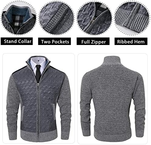 MSMSSE MEN's Men's Knitt Cardigan Sweater Causal Gross Full Zip Sweaters para homens casaco