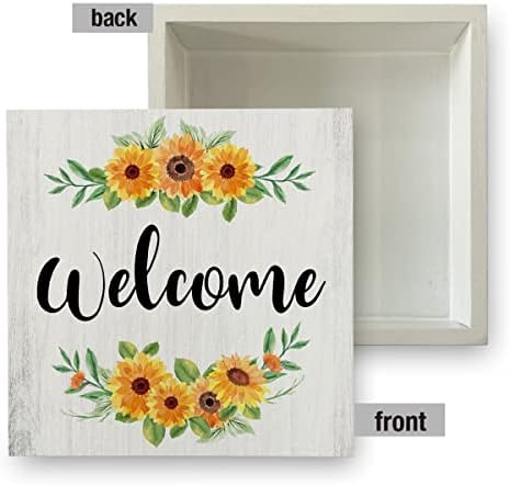 Country Welcome Sunflower Wood Box Sign Signic Girlower Caixa de madeira Placa Decorativa Block Placa para Decoração