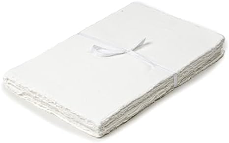 50 folhas - papel de aquarela áspero/texturizado - 9,5 x 12,5 polegadas - papel de borda artesanal/deckle feita de algodão egípcio