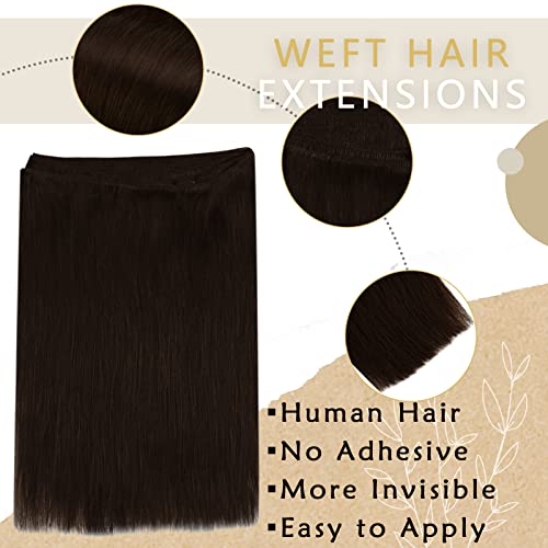 Ugeat costurar em extensões de cabelo 20 polegadas Cabelos castanhos escuros e 18 polegadas de cabelo marrom escuro extensões de cabelo