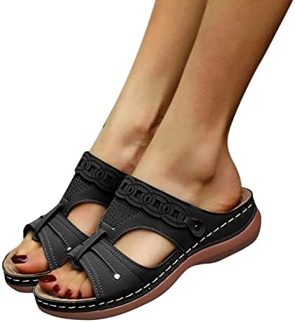 Sapatos femininos de sandálias Flip Flip Flip para mulheres com arco Suporte Sandálias de salto marrom de verão para mulheres