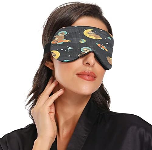 Xigua Space Cute Sloths Máscara de olhos dormindo com alça ajustável, Blackout respirável Confortável máscara de olho para