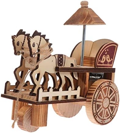 Toyvian 1pc Modelo de carruagem de madeira Minatura Presentes artesanato Toys Caballos de para Niños Poppets para crianças decoração de mão Modelo de carruagem real de madeira carruagem de carruagem infantil montada