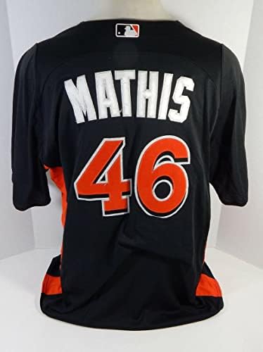 2012-13 Miami Marlins Jeff Mathis 46 Game usou Black Jersey St BP 50 349 - Jogo usada MLB Jerseys