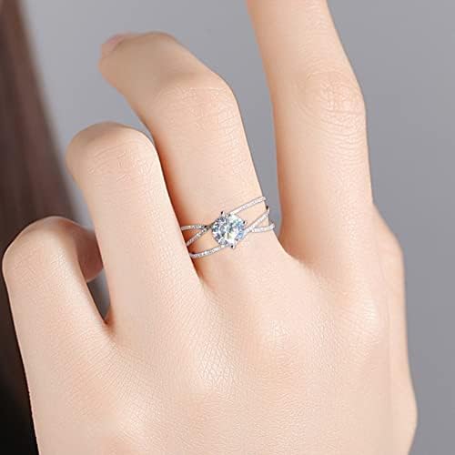Anel de zircão de diamante clássico e anel de noivado de quatro- pulseiras reais de pulseira dupla e dupla para mulheres