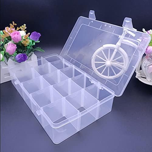 Homdsim 15 grades grandes Caixa de armazenamento de organizador de plástico transparente para fita washi, compartimentos ajustáveis